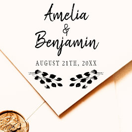 Rustic Twigs Typography Bride Groom Namn Bröllop Stämpel
