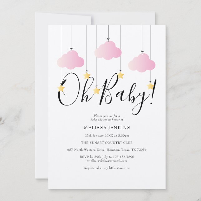 Rustic Twinkle Twinkle Oh Baby Baby Shower Inbjudningar (Framsida)