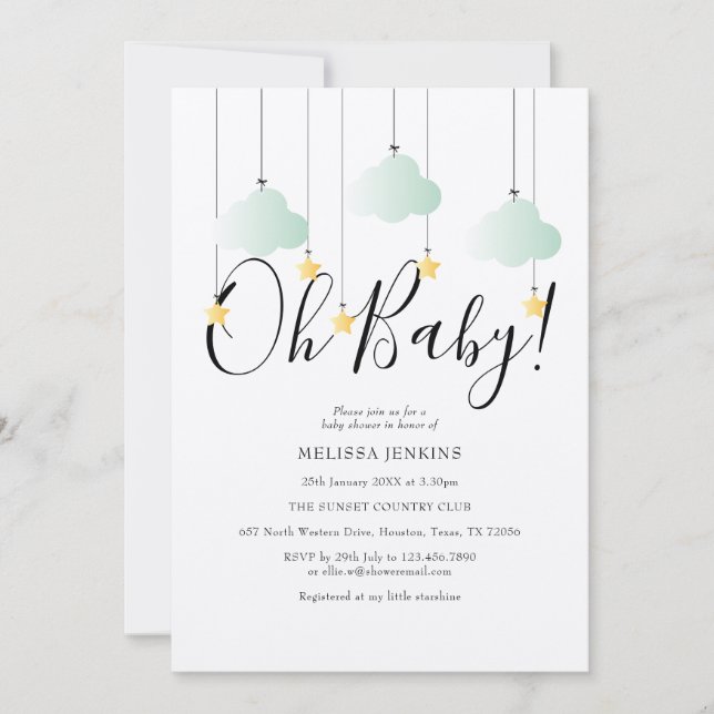 Rustic Twinkle Twinkle Oh Baby Baby Shower Inbjudningar (Framsida)