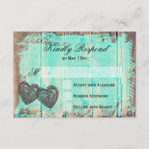 Rustic Two Hearts Wood Aqua-Bröllop OSA