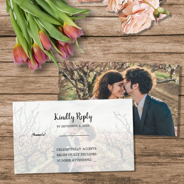 Rustic two photos Wedding budget RSVP Tilläggskort (Rustic two photos Wedding budget RSVP Enclosure Card. For your rustic country wedding.)