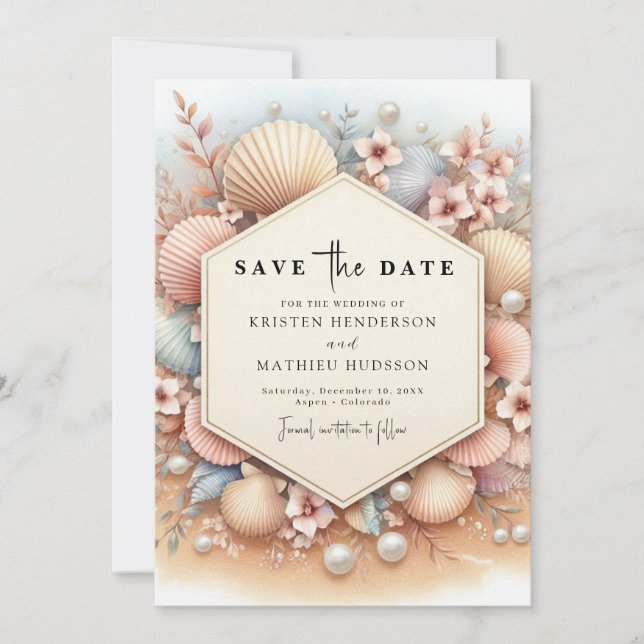 Rustic Typography Beach Wedding Spara Datumet (Framsida)