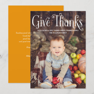 Rustic Typography Ge Thanksgiving Photo Julkort
