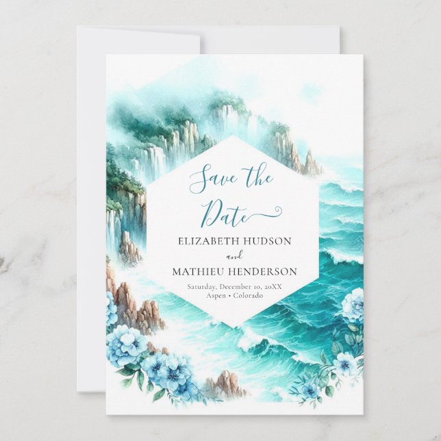 Rustic Typography Nautical Bröllop Spara Datumet (Framsida)