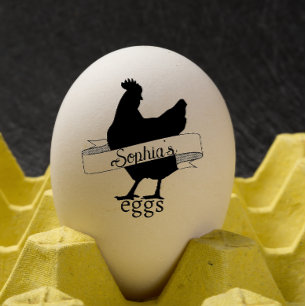 Rustic Typography Personlig Namn Chicken-ägg Stämpel