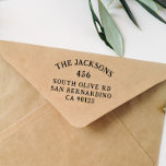 Rustic Typography Vintage Stil Returadress Stämpel<br><div class="desc">En enkel gummiformgivning i frimärke med en intressant typografi. Ditt namn eller din familj namn är skriven i böjd text överst och ditt gatunummer är skrivet nedan. Under gatan skrivs namn, ort, stat och postnummer ut. Vi har valt att använda rustic serif-versaler, men du kan ändra teckensnittet med Zazzles verktyg....</div>