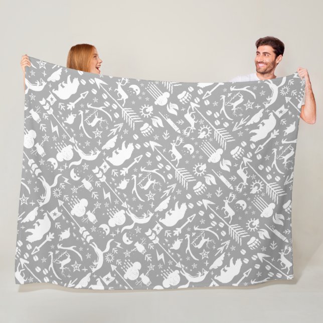 Rustic Uggla Bear Hjort Fox Woodland Creature Möns Fleecefilt (På plats)