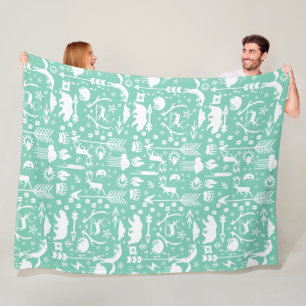 Rustic Uggla Bear Hjort Fox Woodland Creature Möns Fleecefilt