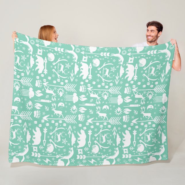 Rustic Uggla Bear Hjort Fox Woodland Creature Möns Fleecefilt (På plats)