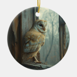 Rustic Uggla i Windows Art Julgransprydnad Keramik
