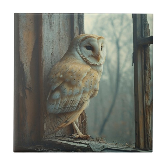 Rustic Uggla i Windows Art Kakelplatta (Framsidan)