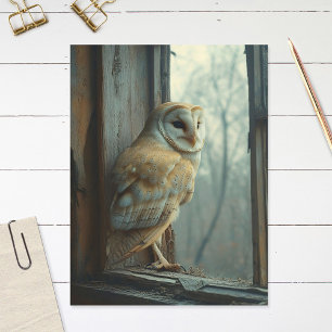 Rustic Uggla i Windows Art Vykort