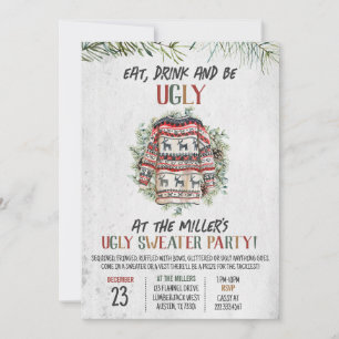 Rustic Ugly God Jul Party Inbjudningar