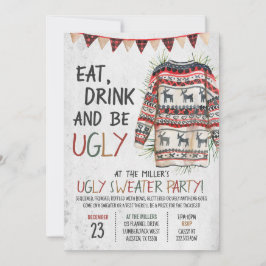 Rustic Ugly God Jul Party Inbjudningar