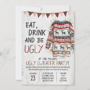 Rustic Ugly God Jul Party Inbjudningar
