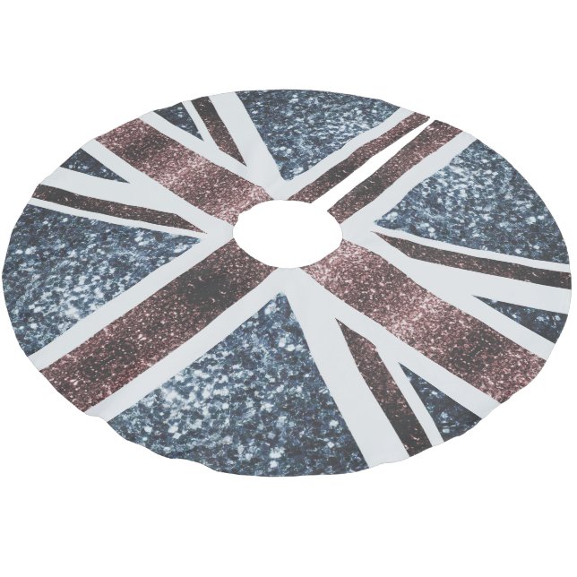 Rustic UK flag red blue sparkles glitters Julgransmatta Borstad Polyester (Vinklad)