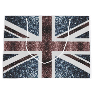Rustic UK flagga Red blue sparkles glitter