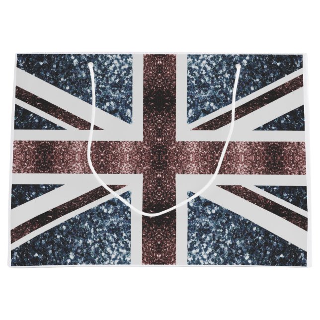 Rustic UK flagga Red blue sparkles glitter (Framsidan)