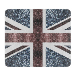 Rustic UK flagga Red blue sparkles glitter