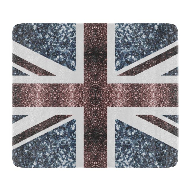 Rustic UK flagga Red blue sparkles glitter (Framsidan)