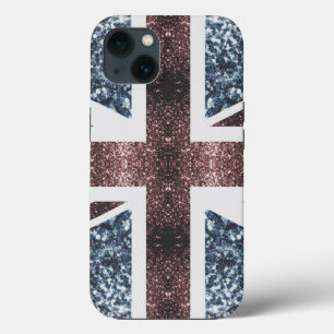 Rustic UK flagga Red blue sparkles glitter