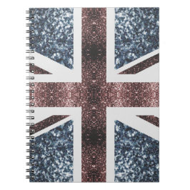 Rustic UK flagga Red blue sparkles glitter Anteckningsbok