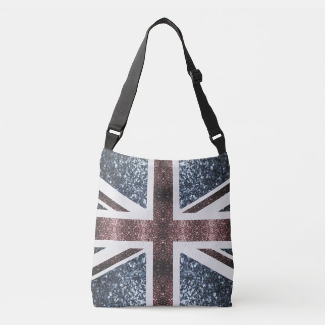 Rustic UK flagga Red blue sparkles glitter Axelväska (Framsida)