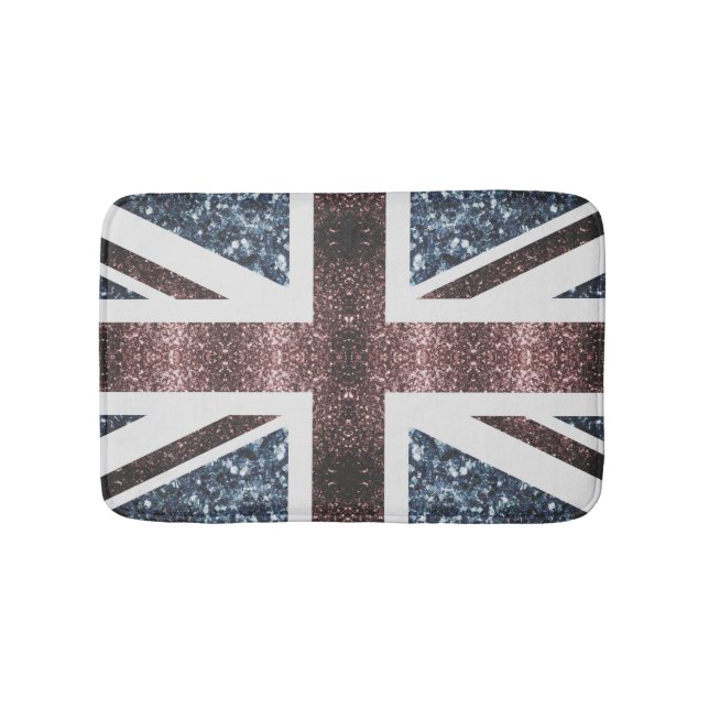 Rustic UK flagga Red blue sparkles glitter Badrumsmatta (Framsidan)