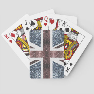 Rustic UK flagga Red blue sparkles glitter Casinokort