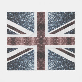 Rustic UK flagga Red blue sparkles glitter Fleecefilt