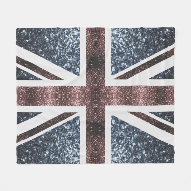 Rustic UK flagga Red blue sparkles glitter Fleecefilt (Framsidan (Horisontell))