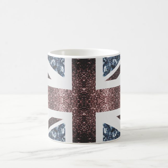 Rustic UK flagga Red blue sparkles glitter Kaffemugg (Center)