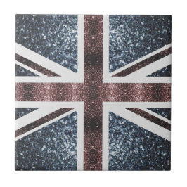 Rustic UK flagga Red blue sparkles glitter Kakelplatta