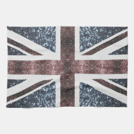 Rustic UK flagga Red blue sparkles glitter Kökshandduk