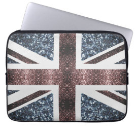 Rustic UK flagga Red blue sparkles glitter Laptop Fodral