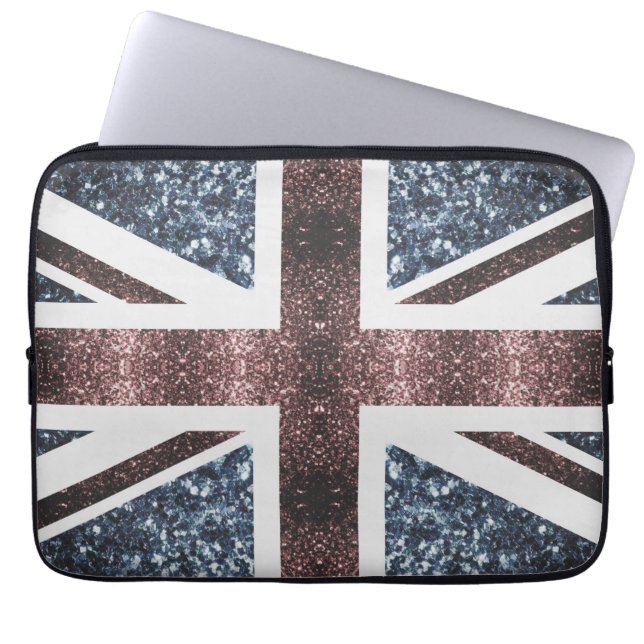Rustic UK flagga Red blue sparkles glitter Laptop Fodral (Framsidan)
