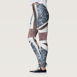 Rustic UK flagga Red blue sparkles glitter Leggings