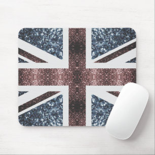 Rustic UK flagga Red blue sparkles glitter Musmatta