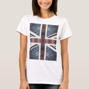 Rustic UK flagga Red blue sparkles glitter T Shirt