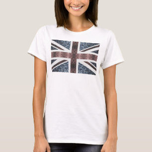 Rustic UK flagga Red blue sparkles glitter T Shirt