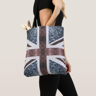 Rustic UK flagga Red blue sparkles glitter Tygkasse