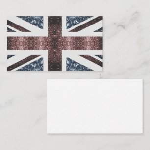 Rustic UK flagga Red blue sparkles glitter Visitkort
