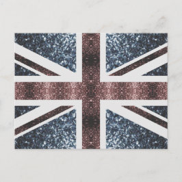 Rustic UK flagga Red blue sparkles glitter Vykort