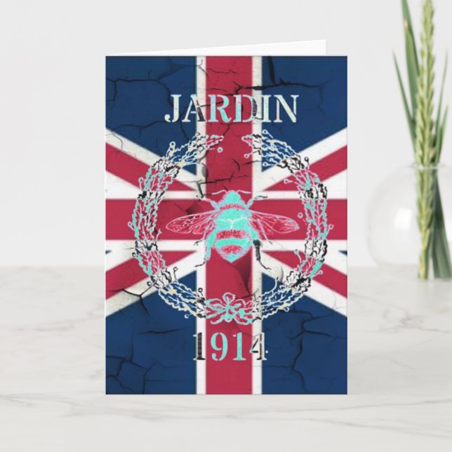 Rustic Union Jack Flagga Queen jubilee fransk bi Kort (Framsida)