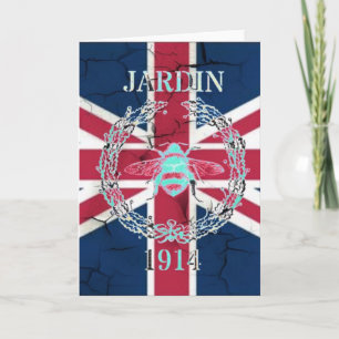 Rustic Union Jack Flagga Queen jubilee fransk bi Kort
