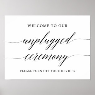 Rustic Unplugged Bröllop Ceremony Sign Poster