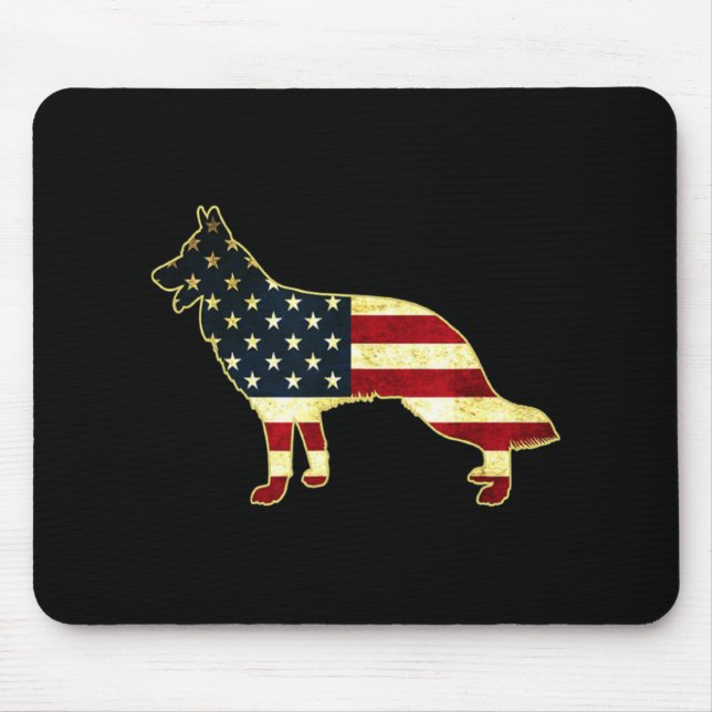 Rustic US Flagga German Shepherd Musmatta (Framsidan)
