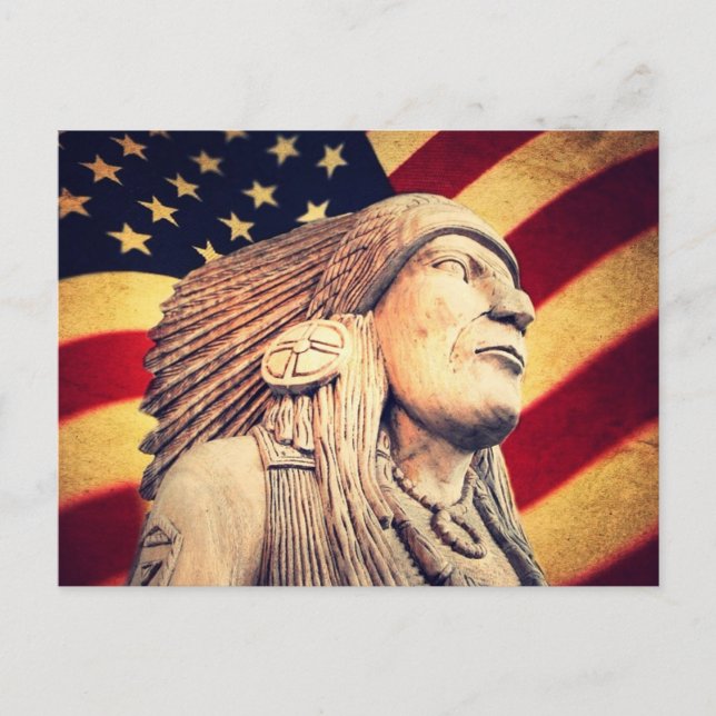 Rustic USA flagga patriotic Native Indian Vykort (Framsida)