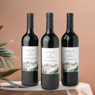 Rustic utomhusfärg i Bröllop Vinflaska Etikett