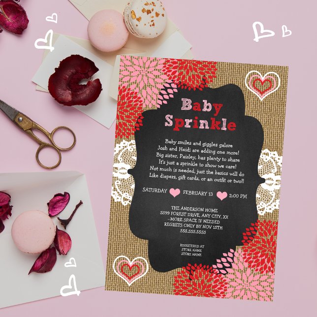 Rustic Valentine baby sprinkle inbjudan (Skapare uppladdad)